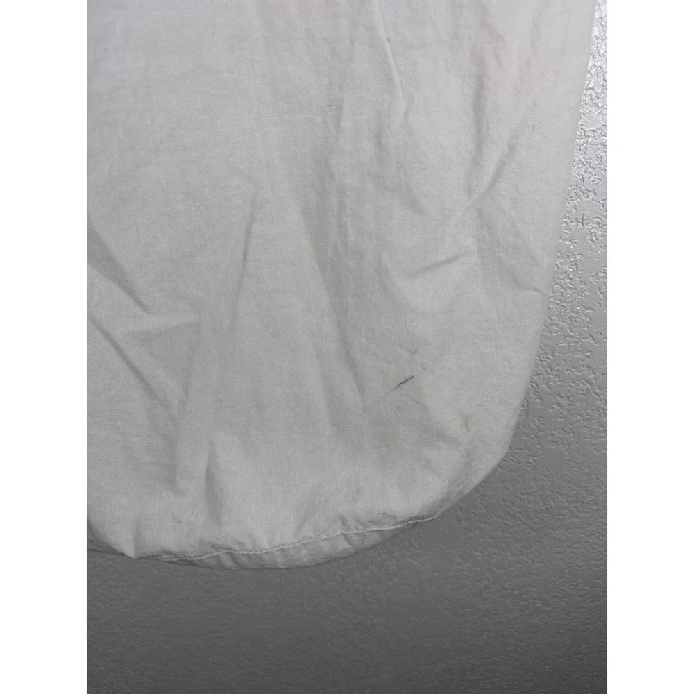 L.L.Bean Canvas Laundry Hamper Bag White Green Logo Drawstring